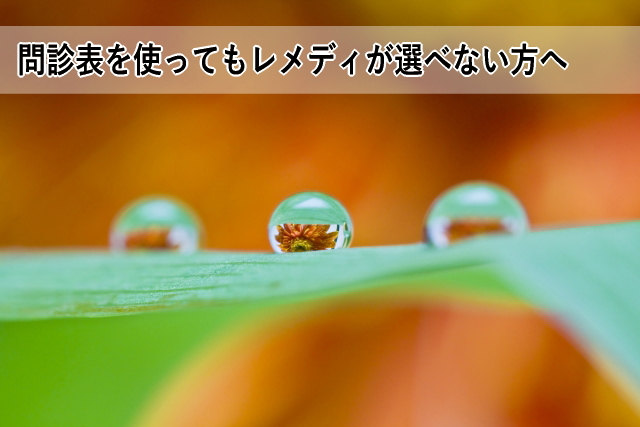 問診表を使ってもレメディが選べない方へ